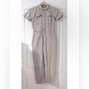YFB Young Fabulous & Broke | Aviator Short Sleeve Jumpsuit in Tan
